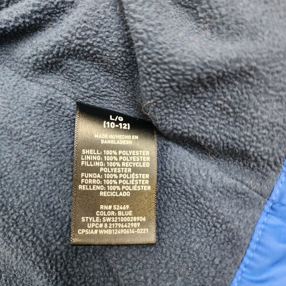 Swiss Tech Boys Blue Winter Puffer Jacket with Hood Snap Pockets Size L (10-12) - Picture 6 of 6